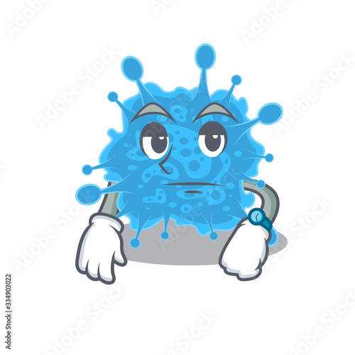 Mascot design of andecovirus showing waiting gesture