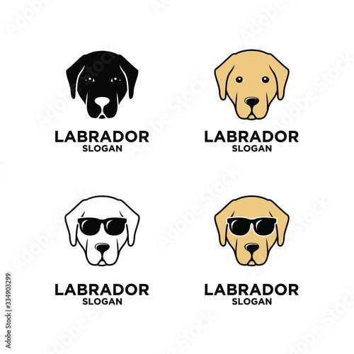collection set Labrador dog head logo icon design wear sunglasses