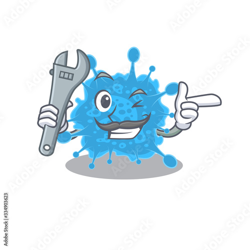 A picture of andecovirus mechanic mascot design concept