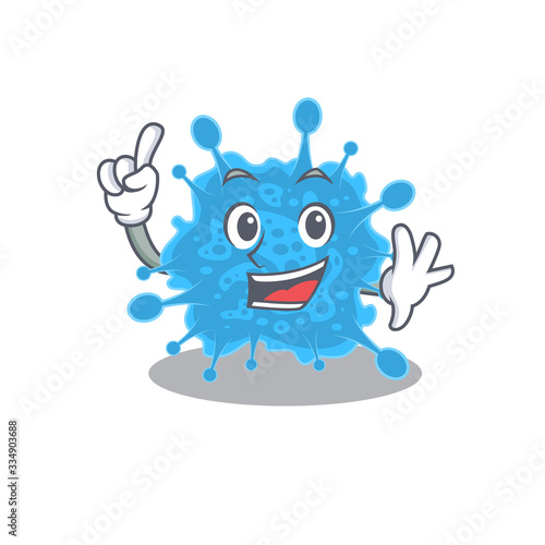 Andecovirus mascot character design with one finger gesture