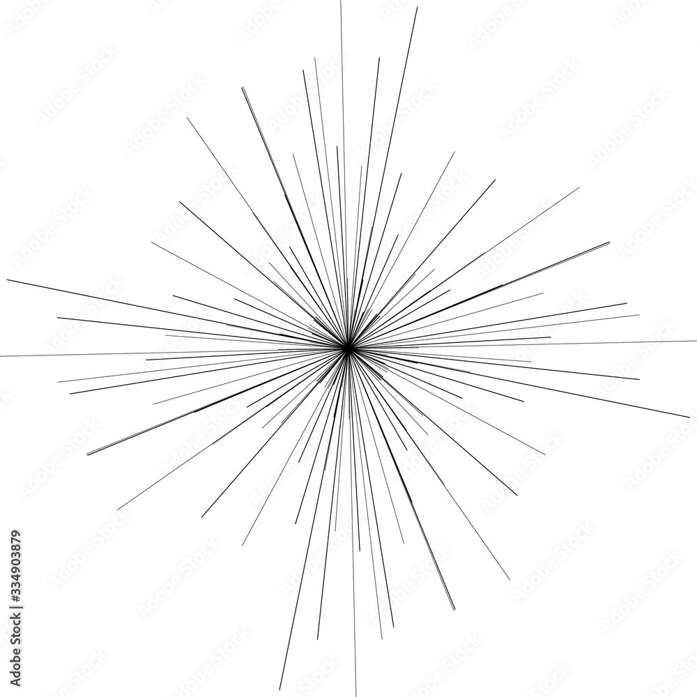 Obraz premium Light rays, sunburst and rays of sun. Design elements, linear drawing, vintage hipster style. Light rays sunburst, arrow, ribbon Vector Illustration