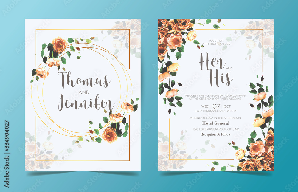 Beautiful floral wedding invitation template