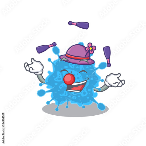 An attractive andecovirus cartoon design style playing juggling