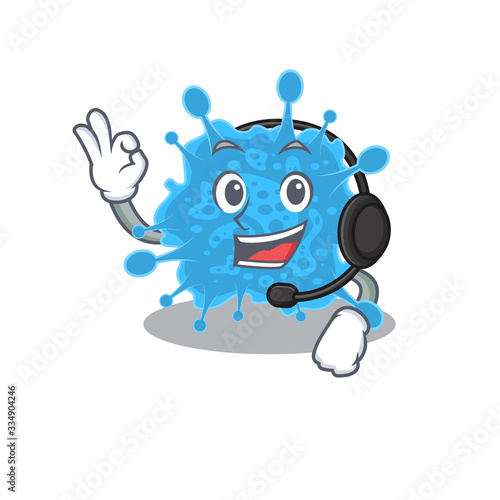 A gorgeous andecovirus mascot character concept wearing headphone
