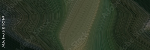 abstract futuristic background banner with very dark green, dark olive green and dark slate gray color. abstract waves illustration