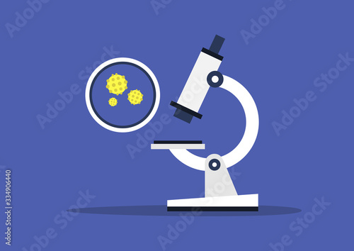 Coronavirus under the Microscope, laboratory research, scientific approach, biochemistry