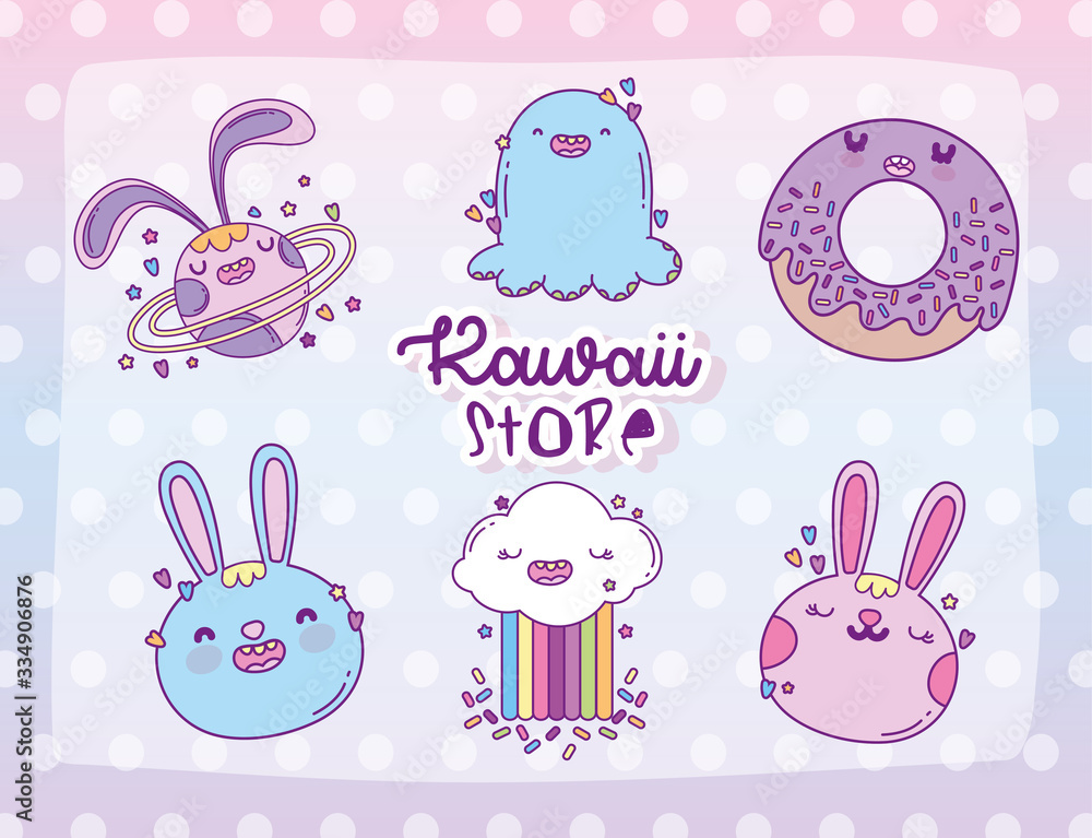Kawaii store cartoons vector design Kawaii store cartoons vector design