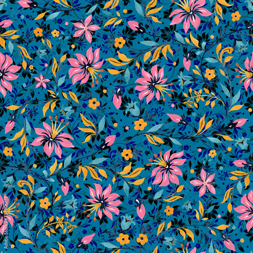 : Beautiful floral ornament seamless pattern. Stylish illustration for your design and decor. Romantic print for the surface.