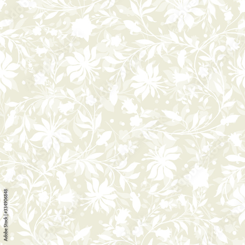 : Beautiful floral ornament seamless pattern. Stylish illustration for your design and decor. Romantic print for the surface.