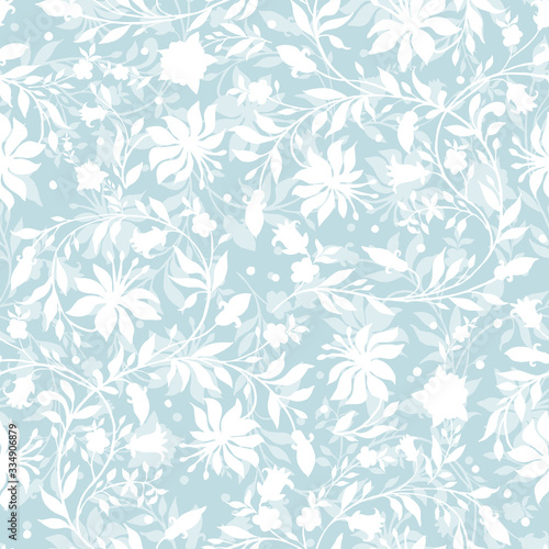 : Beautiful floral ornament seamless pattern. Stylish illustration for your design and decor. Romantic print for the surface.