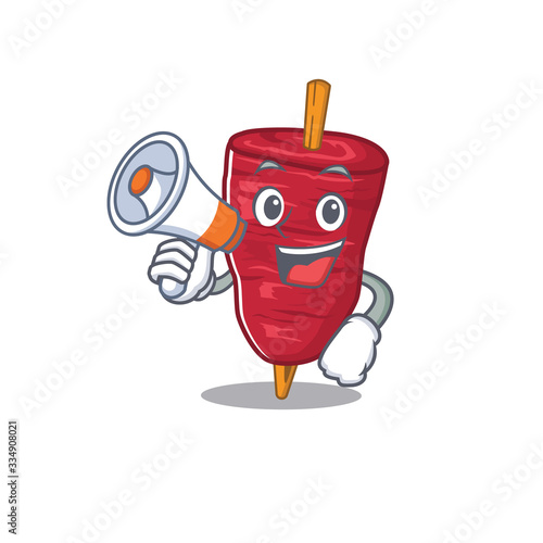 Cartoon character of doner kebab having a megaphone