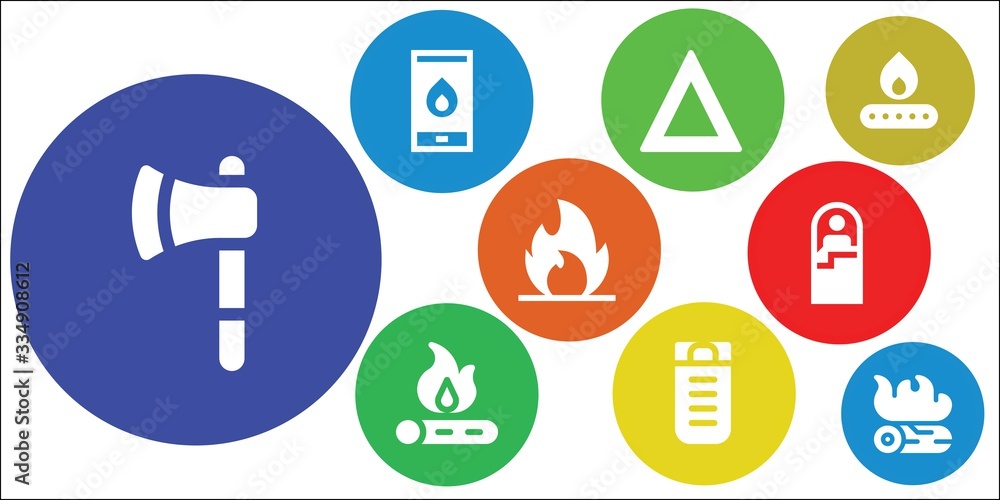 Modern Simple Set of campfire Vector filled Icons