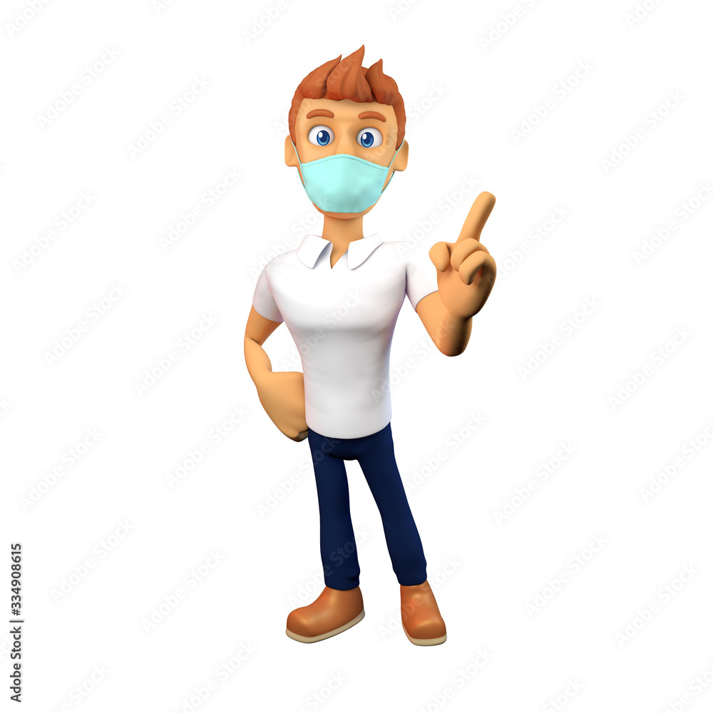 3D Cartoon Character with a Mask