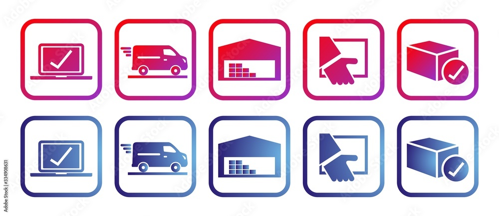 eshop, set of rainbow icons, vector illustration, red and blue colors eshop, set of rainbow icons, vector illustration, red and blue colors