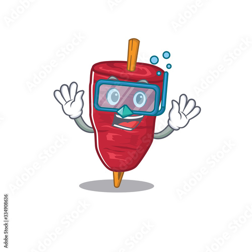 doner kebab mascot design concept wearing diving glasses