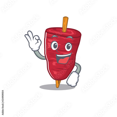 doner kebab mascot design style with an Okay gesture finger
