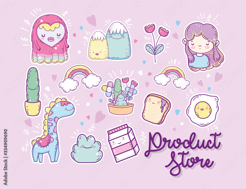 Kawaii store cartoons vector design