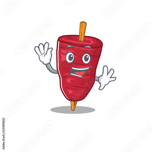 A charismatic doner kebab mascot design style smiling and waving hand