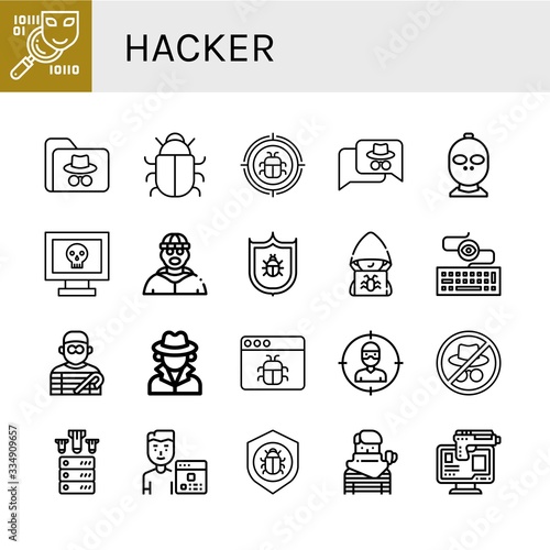 hacker simple icons set