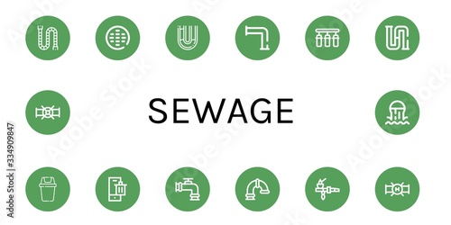 sewage simple icons set