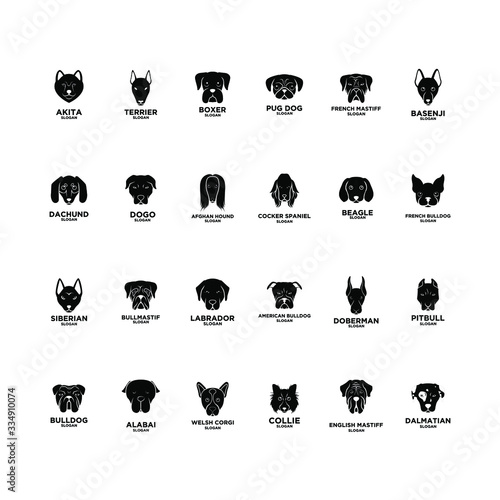 big collection set dog breed head logo icon design