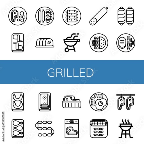 grilled icon set