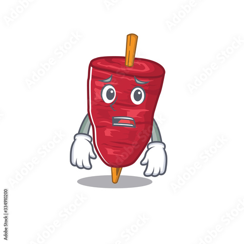 Cartoon design style of doner kebab showing worried face