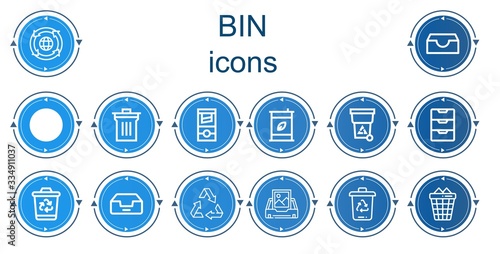 Editable 14 bin icons for web and mobile