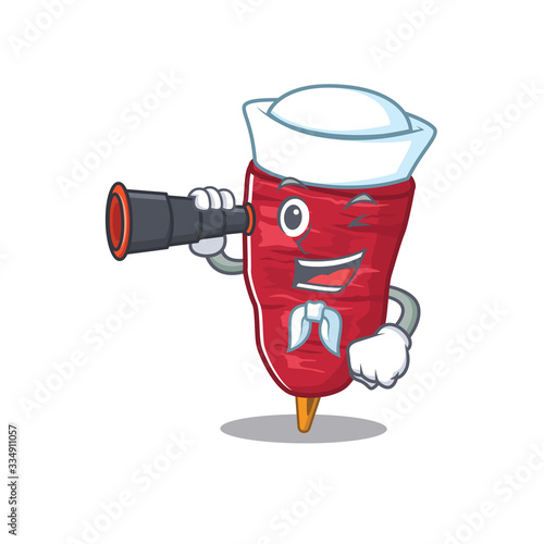 A cartoon icon of doner kebab Sailor with binocular