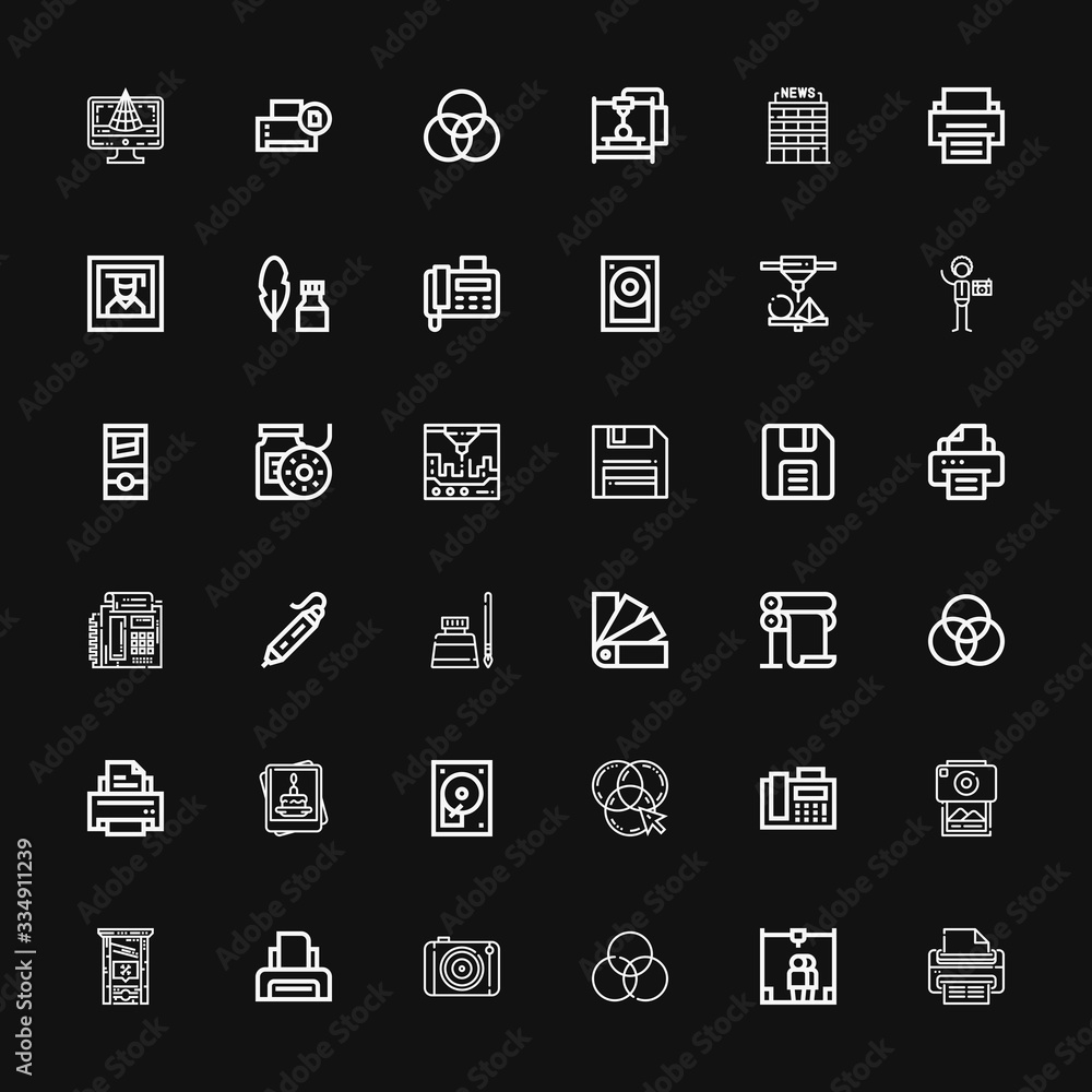 Editable 36 printer icons for web and mobile