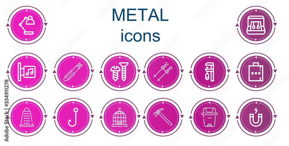 Editable 14 metal icons for web and mobile Editable 14 metal icons for web and mobile