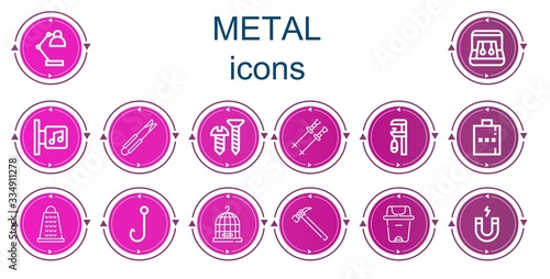 Editable 14 metal icons for web and mobile