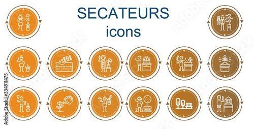 Editable 14 secateurs icons for web and mobile