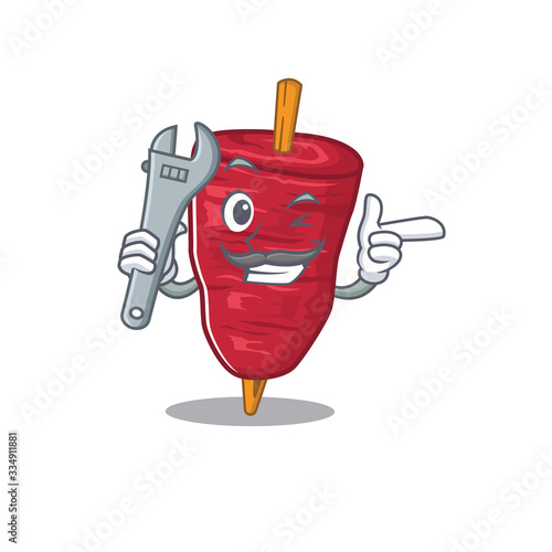 A picture of doner kebab mechanic mascot design concept