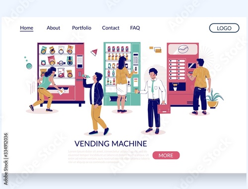 Vending machine vector website landing page design template