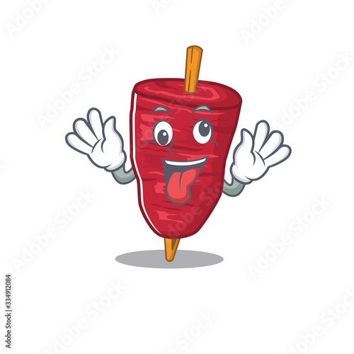 A cartoon design of doner kebab having a crazy face
