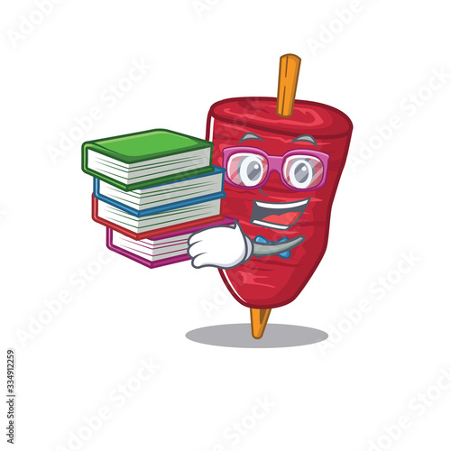 A diligent student in doner kebab mascot design concept with books