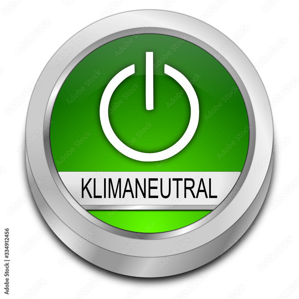 Climate neutral Button - in german - 3D illustration Climate neutral Button - in german - 3D illustration