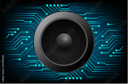 Sound waves oscillating dark blue light