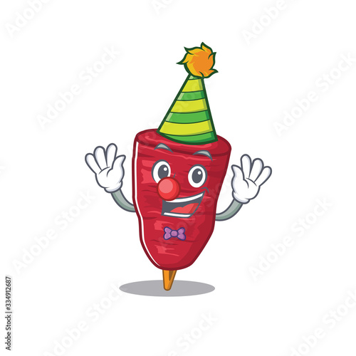 cartoon character design concept of cute clown doner kebab