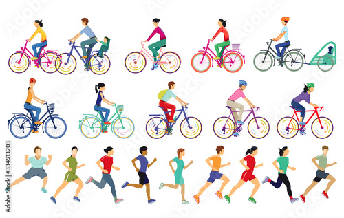 Menschen Laufen und Radfahrer beim Sport treiben