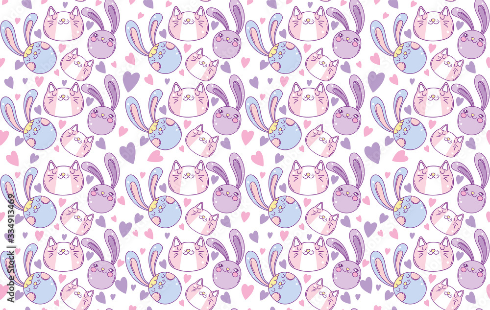 background of Kawaii rabbits cartoon vector design background of Kawaii rabbits cartoon vector design