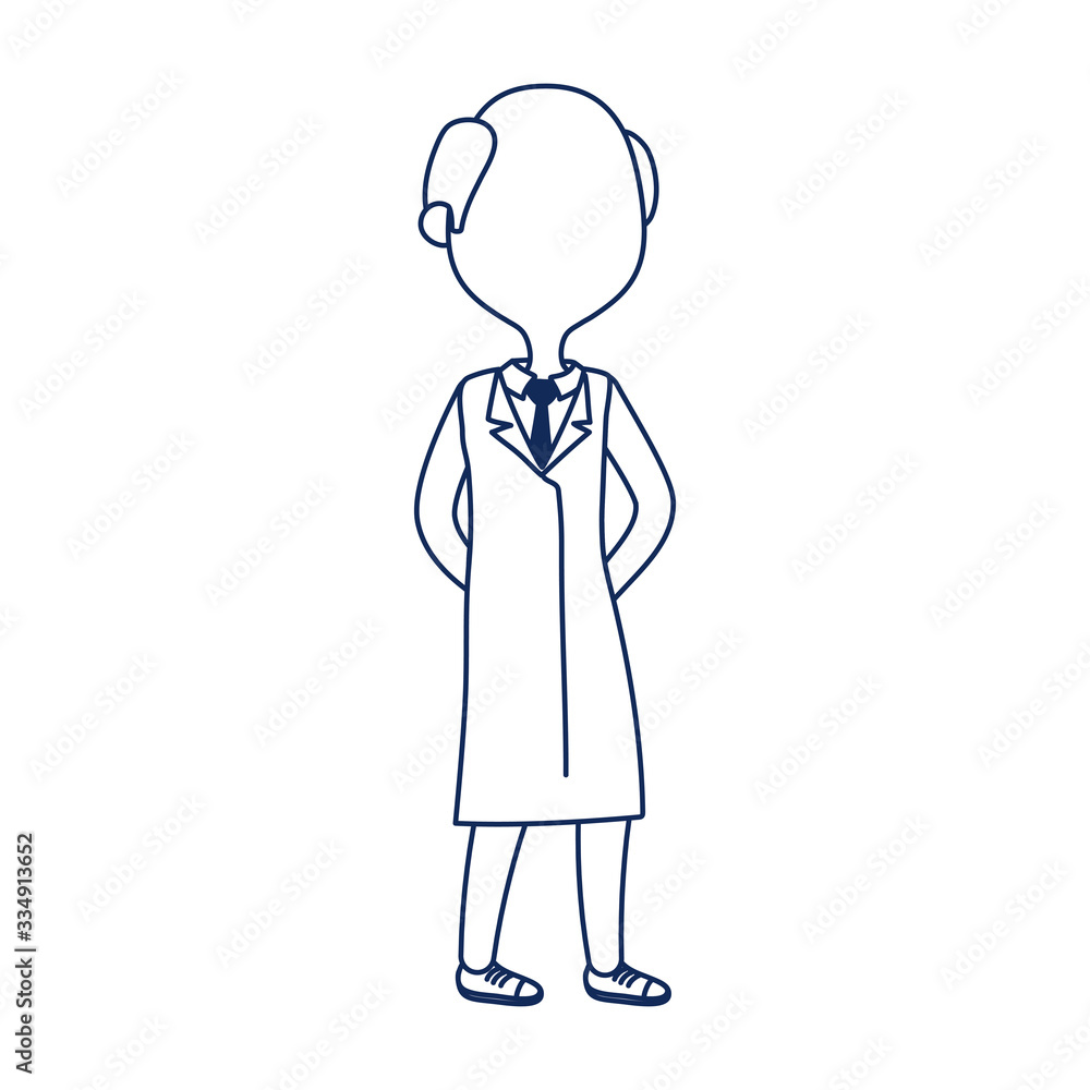 bald doctor wearing uniform covid 19 coronavirus pandemic line style bald doctor wearing uniform covid 19 coronavirus pandemic line style