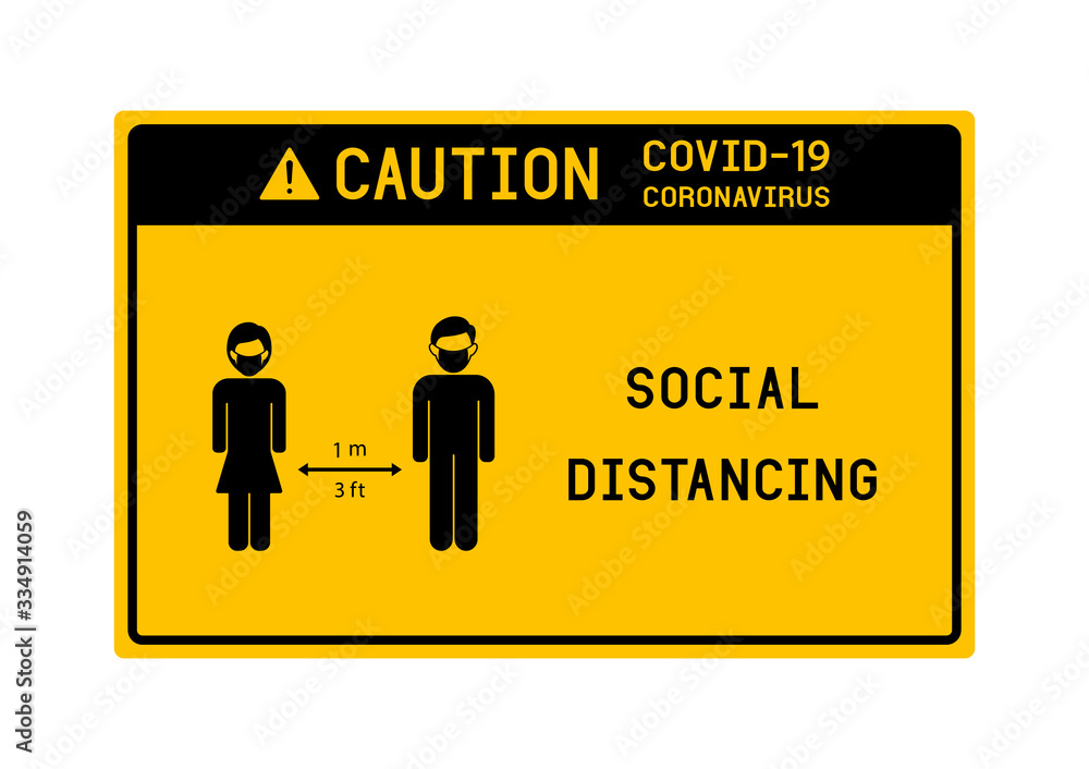 COVID-19 Coronavirus vector icon with social distance concept COVID-19 Coronavirus vector icon with social distance concept