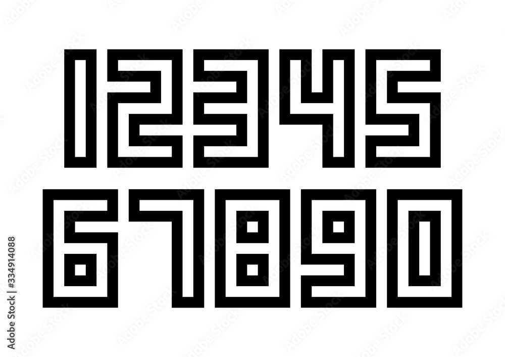 Set of numbers with black and white typography design elements Set of numbers with black and white typography design elements