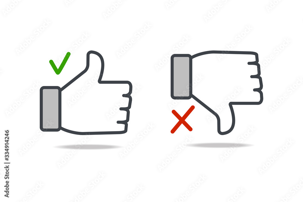 Like and dislike with symbols on a white background Like and dislike with symbols on a white background