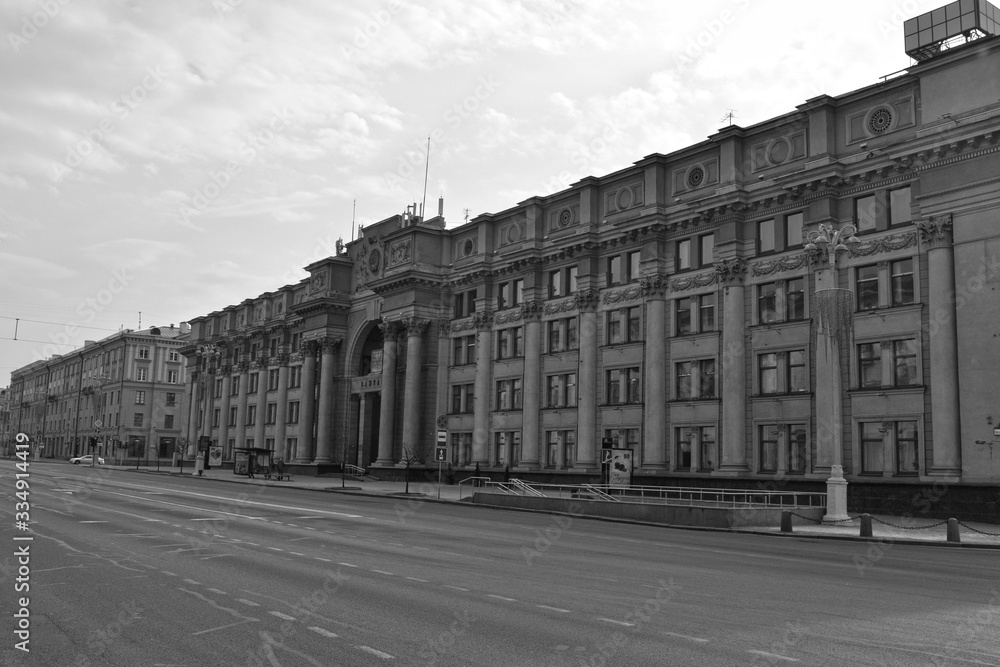 MINSK, BELARUS - MARCH 29, 2020: Building of the Central Post Office in Minsk, Belarus