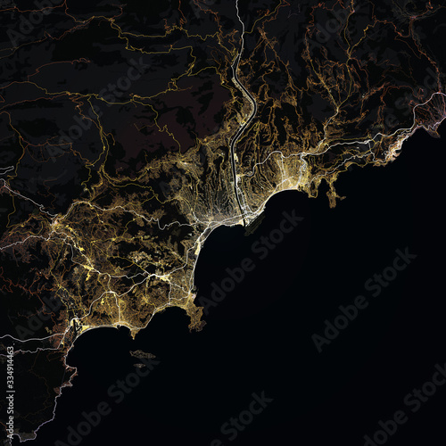 Map Nice city. France