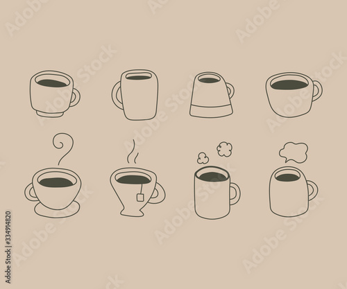マグカップの手描きイラスト／かわいい／コーヒー／紅茶