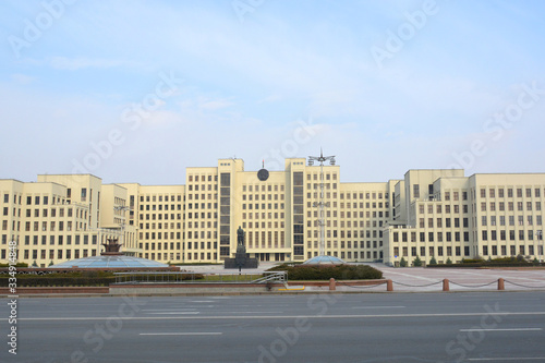 The House of the Government of the Republic of Belarus and Lenin monument , Minsk, Belarus © Alena